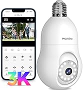LaView 8MP UHD Bulb Security Camera 2.4GHz, 360° 4K Security Cameras Wireless Outdoor Indoor Full...