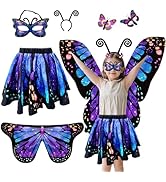 Jackcell Butterfly Wings Costumes with Skirt for Girls, Kids Butterfly Cape Fairy Costume Set,Hal...