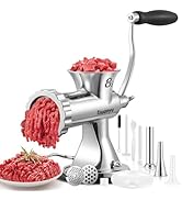 Huanyu Manual Meat Grinder with 2 Stainless Steel Sausage Stuffer Filler Hand Crank Mincer Meats ...
