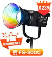 NANLITE FS-300C 300w RGB Studio Spotlight, 2700K-7500K, APP Control,Led Video Light Bowens Mount ...