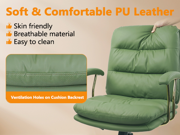 upholstered leather office desk chair