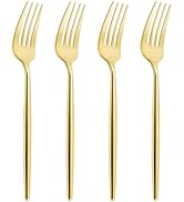 U-QE 180Pcs Gold Plastic Forks - 7.6 Inch Heavy Duty Plastic Forks, Heavyweight Gold Plastic Silv...