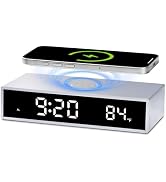 Digital LED Alarm Clock with Wireless Charging,15W Fast Wireless Charger for Smart Phone for iPho...