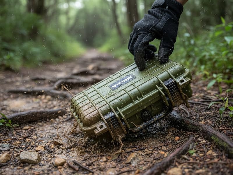 Green small hard case with foam