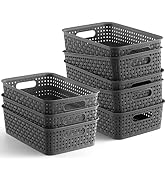 [ 8 Pack ] Plastic Storage Baskets - Small Pantry Organization and Storage Bins - Household Organ...