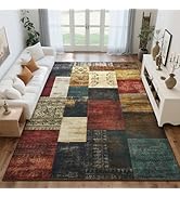 Tepook Modern Area Rug for Living Room, 6x9 Geometric Large Rugs for Bedroom, Washable Patchwork ...