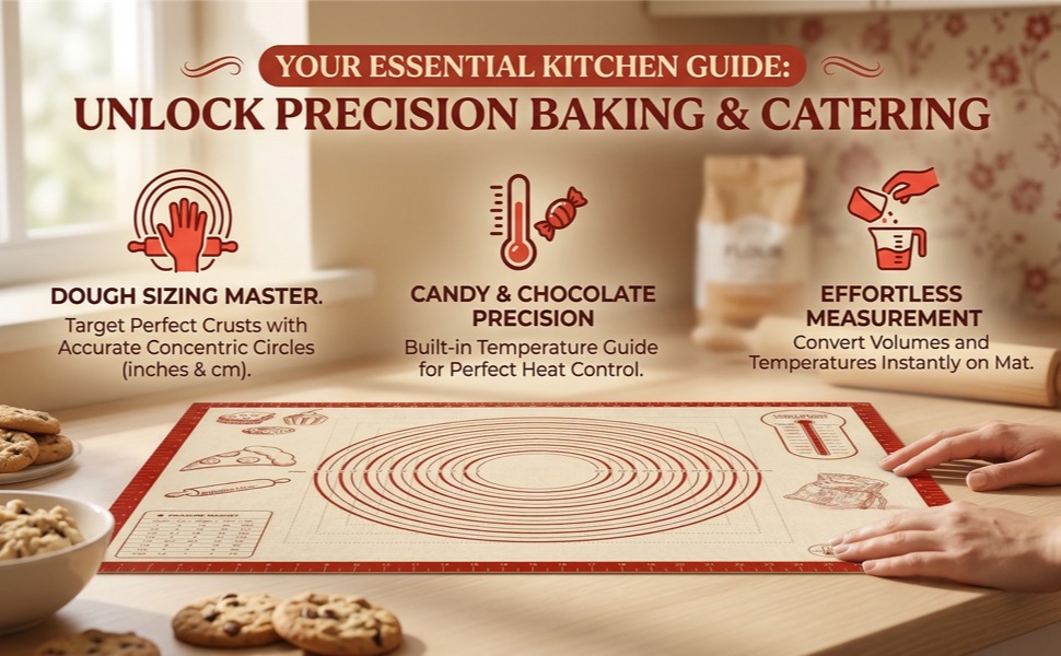 Extra Thick Silicone Mats for Baking, Non Stick Pastry Mat for Rolling Dough