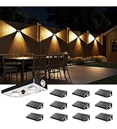 JACKYLED Solar Fence Lights 12 Pack, Outdoor Waterproof LED Light Solar Powered 10 Modes RGB Colo...