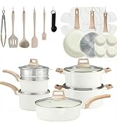 Simple Deluxe 25Pcs Ceramic Cookware Set, Nonstick &amp; Non-Toxic Healthy Pots and Pans, Heat-Resist...