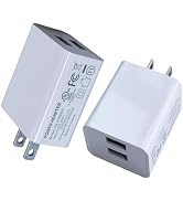 2-Pack USB Wall Charger Dual Port Quick Charger Plug Cube DC 5V 2A Replacement for iPad iPhone 16...