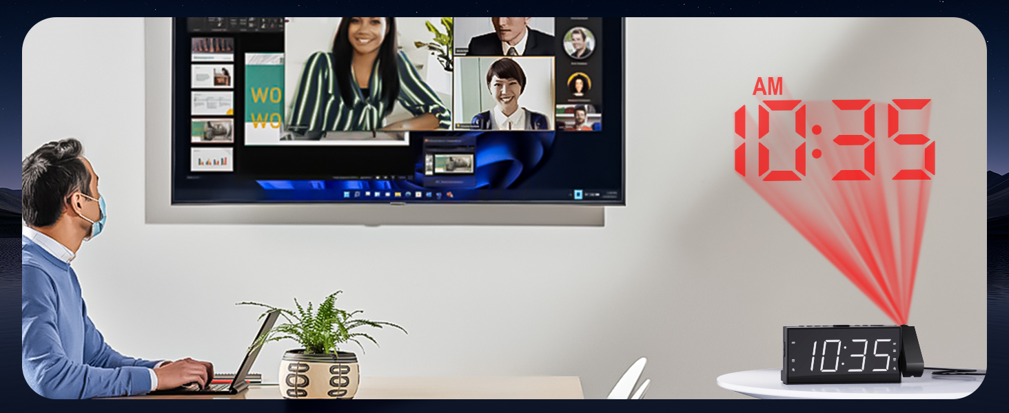 projection alarm clock radio in office