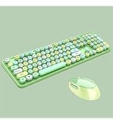 2.4G Full-Size Wireless Keyboard and Mouse Combo, Multi-Color Typewriter Style Round Keycap, Cute...