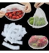 Fresh Keeping Bags 200pcs with Elastic Disposable Shrinkable Food Storage Covers for Kitchen Bowl...