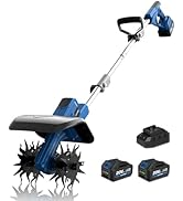 LUXTER Cordless Tiller Cultivator, 300RPM Electric Garden Tiller with 2×4.0Ah Batteries &amp; Fast Ch...