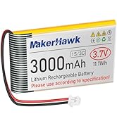 MakerHawk 3.7V 3000mAh LiPo Battery Rechargeable 1S 3C 103665 Lithium Polymer Battery with Protec...