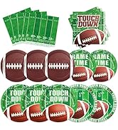 144 PCS Football Party Supplies Set Includes Dinner Plates, Dessert Plates, Napkins for Football ...