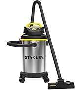 Stanley Wet Dry Vacuum 4 Gallon, 4 Peak HP Shop Vacuum Portable Stainless Steel Multifunction for...