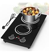 VBGK Double Induction Cooktop,110V 2300W 2 burner induction cooktop,2 burner Hot Plate Electric b...