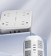 Flat Plug Surge Protector Power Strip, TESSAN 5 ft Ultra Thin Extension Cord with 3 USB Wall Char...