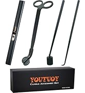YOUTUOY 4 in1 Candle Accessory Set with Rechargeable Candle Lighter, Candle Wick Trimmer, Candle ...