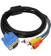 VGA to RCA Cable,VGA Male Plug 15 Pin to 3 RCA Audio AV Cable Adapter for HDTV PC DVD Display Cab...