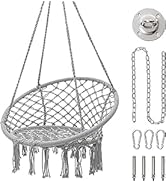 Garpans Hammock Chair Macrame Swing with Hardware Kit for Ceiling Hammock Swing Chair with Hangin...