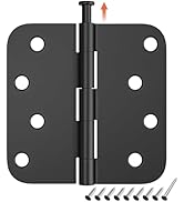 HOSOM 3 Pack Heavy Duty Door Hinges, Matte Black Door Hinges 4X 4 Inch with 5/8'' Radius Corner, ...