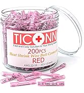 TICONN Red 200PCS Heat Shrink Wire Connector Kit, Insulated Waterproof Electrical Wire Crimp...