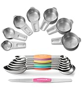 Stainless Steel Measuring Cups &amp; Spoons Set, EWFEN Kitchen Tools Nesting Measuring Cups and Spoon...