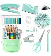 Office Supplies,Green Desk Accessories,Office Supplies Set,Desk Organizer,Stapler,Tape Dispenser,...