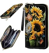 BWEGRHE Women's Clutch Purse with Wrist Strap, Slim PU Leather Large Capacity Cell Phone Wallet Z...