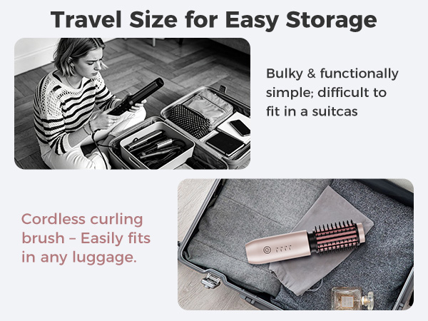 travel round brush heated mini curl iron for short medium long hair