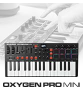 M-Audio Oxygen Pro Mini – 32 Key USB MIDI Keyboard Controller With Beat Pads, MIDI assignable Kno...