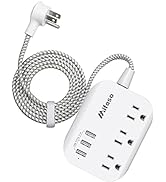 USB Power Strip, Flat Plug Power Strip Extension Cord with 3 Outlets 3 USB Ports(Smart 3.1A), 5ft...