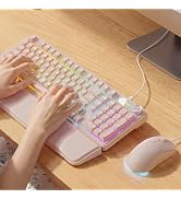EWEADN Wired Keyboard and Mouse Combo with Detachable Wrist Rest, Quiet Ergonomic Keyboard Mouse ...