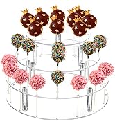 TOPZEA 3-Tier Cake Pop Display Stand, 36 Hole Clear Acrylic Lollipop Holder Round Tiered Cupcake ...