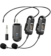 Depusheng 2.4G Wireless Microphone Headset,Lavalier and Handheld Mic 160ft Range,with 1/8''&1/4''...