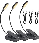 Hilngav 3 Pack USB-C Rechargeable Book Light, 6 LEDs with 3 Color Temperature Reading Light, Clip...