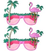 BESTOYARD 2 Pcs Flamingo Sunglasses, Coconut Tree Eyeglasses, Hawaiian Eyewear Props, Summer Phot...