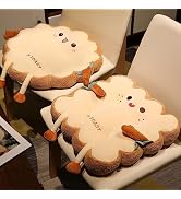 ELFJOY Set of 2 Kawaii Chair Cushions Toast Cute Seat Cushion with Ties, 2 Pack Office Chair Cush...