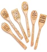 Riveira Modern 6pc Wooden Spoons For Cooking – Great Mother's Day Gift Ideas With Its Unique Desi...