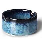 Small Ceramic Ashtray-2Pack, Ash Holder for Smokers 3-Inch (Gradient Blue)