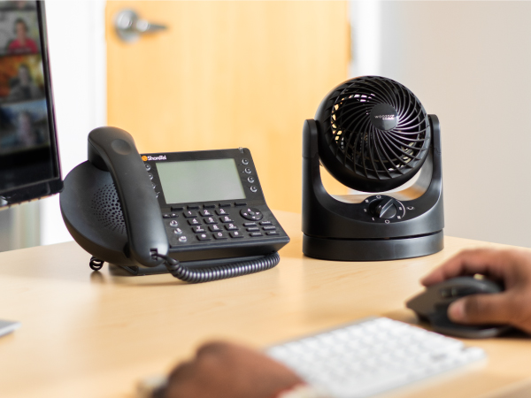 office fan, quiet fan, conference call, meeting, compact fan, space saving, long lasting