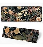 BYB SATFG Desk Mat Dark Flowers Plants Desk Pad for Keyboard and Mouse, Large Mousepad with Stitc...