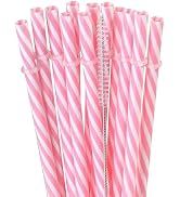 Dakoufish 12 Piece 9 Inch Reusable Plastic Thick Drinking Straws BPA Free Mason Jar Straws transp...