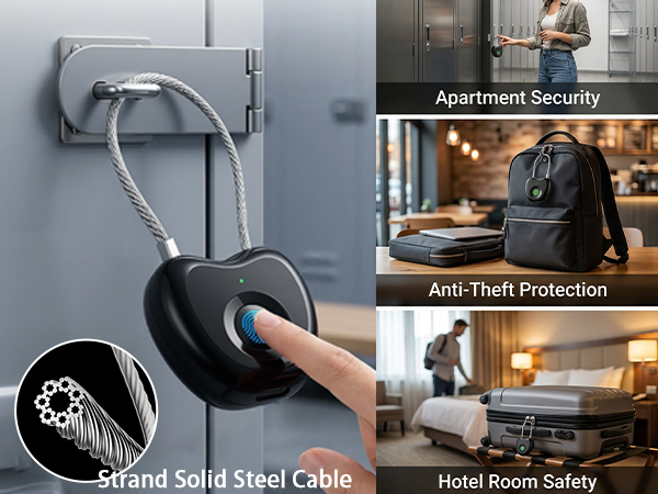 Keyless biometric lock for luggage, backpacks