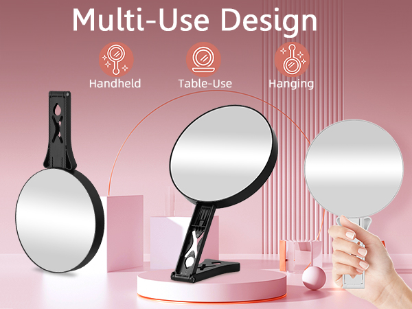 Dual-Sided Handheld Magnifying Makeup Mirror
