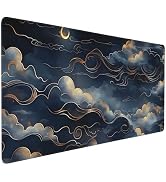 Large Gaming Mouse Pad, Night Sky Cloud Design, Non-Slip Rubber Base, Stitched Edges, 35.4 x 15.7...