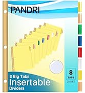 PANDRI Binder Index Dividers with Big Tabs, 200 Pack, Letter Size (8 Tab)