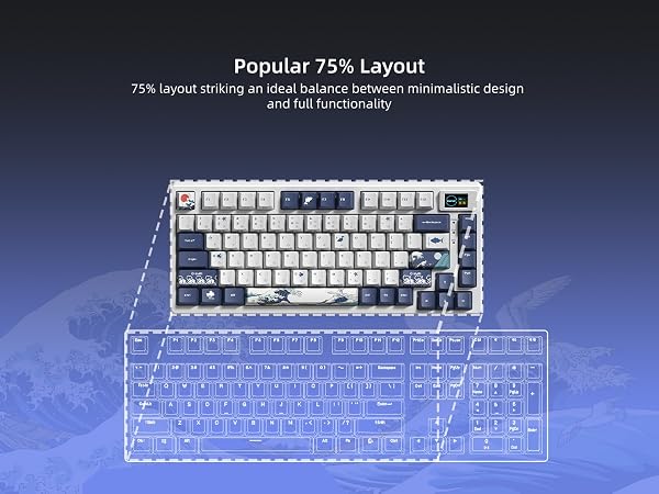 75% Keyboard with Color Multimedia Display Gaming Keyboard